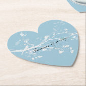 Dessous-de-verre En Papier Branches d'oiseau blanc bleu (Incliné)