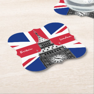 Dessous-de-verre En Papier British Flag & Big Ben - Londres, Royaume-Uni /fan