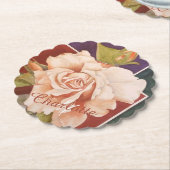 Dessous-de-verre En Papier Bronze cuivre Floral (Incliné)