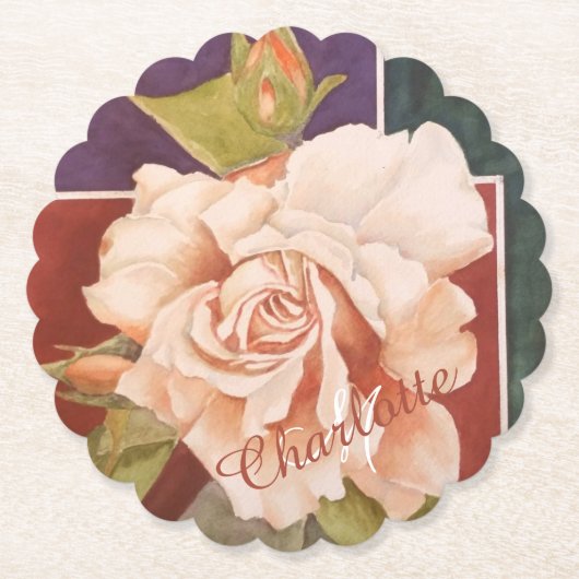 Dessous-de-verre En Papier Bronze cuivre Floral (Devant)