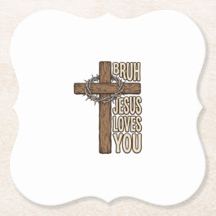 Dessous-de-verre En Papier Bruh Jésus T'aime Croix Vintage Chrétien Vecto