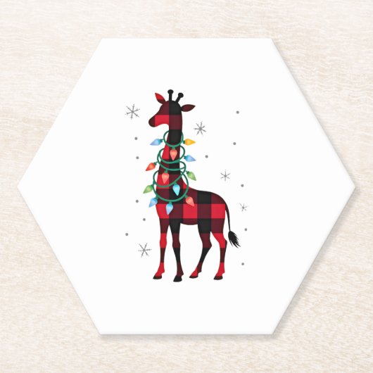 Dessous-de-verre En Papier Buffalo Plaid Family Matching Giraffe Christmas Pa (Devant)