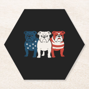 Dessous-de-verre En Papier Bulldog 4 juillet Amoureux des chiens Hommes femme