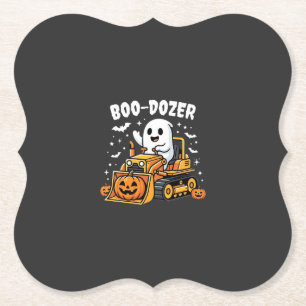 Dessous-de-verre En Papier Bulldozer fantôme Halloween Boo Dozer_1