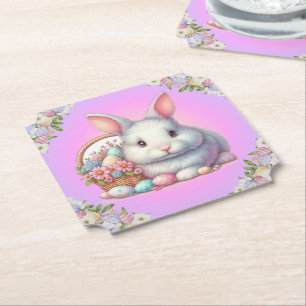 Dessous-de-verre En Papier Bunny de Pâques Pretty Pastel
