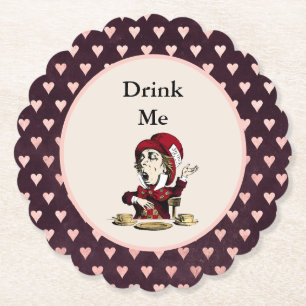 Dessous-de-verre En Papier Burgundy Buvez-moi Mad Hatter Alice au pays des me
