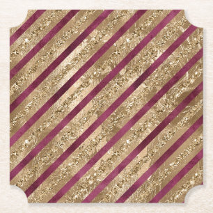 Dessous-de-verre En Papier Burgundy Gold Parties scintillant Stripes