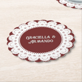 Dessous-de-verre En Papier Burgundy Minimalist Paper Wedding Coasters