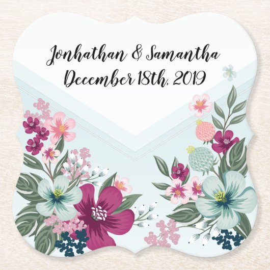 Dessous-de-verre En Papier Buvez des Barres Tropiques Fleur sur Blue Ombre (Devant)