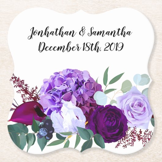 Dessous-de-verre En Papier Buvez des chapeaux Lavande Hibiscus sur blanc (Devant)