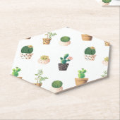 Dessous-de-verre En Papier Cactus Succulents de Dessert Vert dans les pots (Incliné)