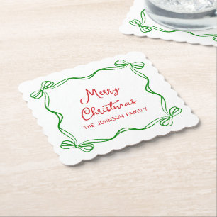 Dessous-de-verre En Papier Cadeau de Noël de la main de Whimsical Draw Bow