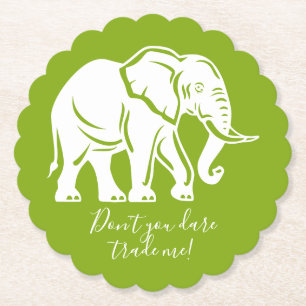 Dessous-de-verre En Papier Cadeau Farceur Éléphant Blanc