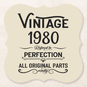 Dessous-de-verre En Papier Cadeaux d'anniversaire vintages personnalisés noir