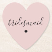 Dessous-de-verre En Papier Cadeaux de demoiselle d'honneur rose pastel minima (Devant)