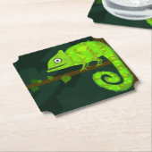 Dessous-de-verre En Papier Caméléon vert mignon (Incliné)
