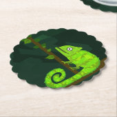 Dessous-de-verre En Papier Caméléon vert mignon (Incliné)
