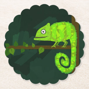 Dessous-de-verre En Papier Caméléon vert mignon