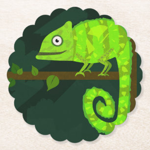 Dessous-de-verre En Papier Caméléon vert mignon