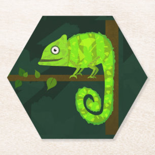 Dessous-de-verre En Papier Caméléon vert mignon