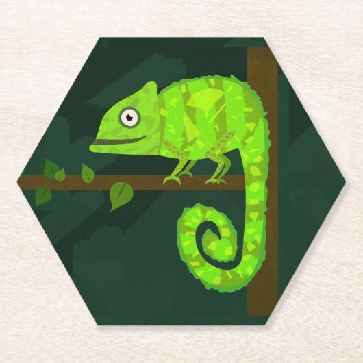 Dessous-de-verre En Papier Caméléon vert mignon (Devant)