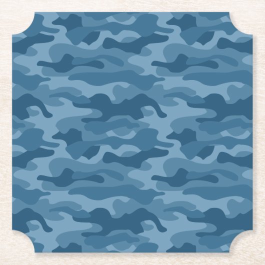 Dessous-de-verre En Papier Camo Monocolore Bleu Acier (Devant)