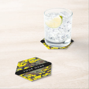 Dessous-de-verre En Papier Camouflage jaune et Brown Votre nom Personnalisez