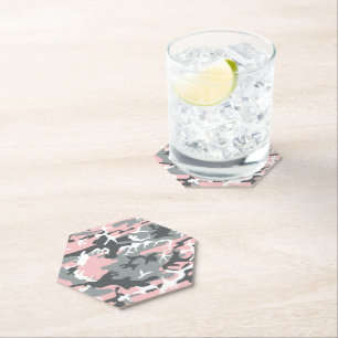 Dessous-de-verre En Papier Camouflage rose et gris, Militaire, Armée