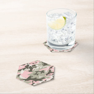Dessous-de-verre En Papier Camouflage rose et vert, Militaire, Armée