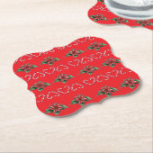 Dessous-de-verre En Papier Candy Cane Heart and Holly Pattern – Festive Chris (Incliné)