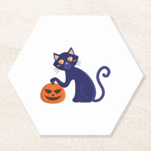 Dessous-de-verre En Papier Caractère Halloween Chat Noir