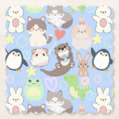 Dessous-de-verre En Papier Caractères de dessin mignon motif L Blue BG (Devant)