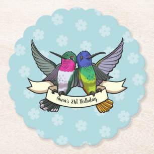 Dessous-de-verre En Papier Caricature de colibris colorés pour la fête d'anni