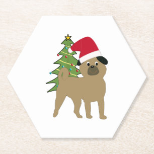 Dessous-de-verre En Papier Carlin de dessin animé mignon en Santa Hat v2