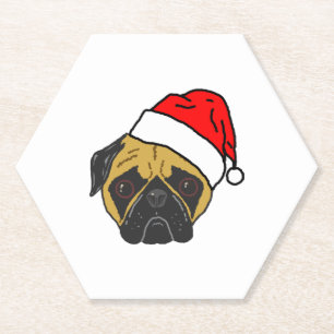 Dessous-de-verre En Papier carlin en santa chapeau design