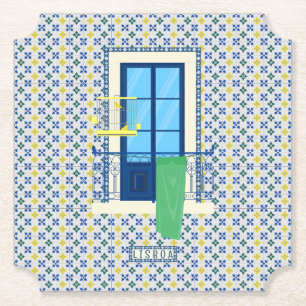 Dessous-de-verre En Papier Carrelage portugais et balcon de fenêtre avec oise