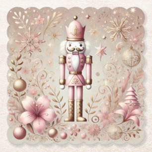 Dessous-de-verre En Papier Casse-noisette pastel rose et or élégant et fantai