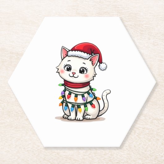 Dessous-de-verre En Papier Cat Christmas Tree (Devant)