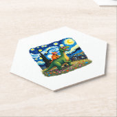 Dessous-de-verre En Papier Cat Riding Dinosaur T-Rex Starry Night Cat Lover ( (Incliné)