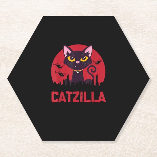 Dessous-de-verre En Papier Catzilla Funny Chat Monster (Devant)