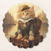 Dessous-de-verre En Papier Célébrations d'hiver dans la neige, avec Kittens (Devant)