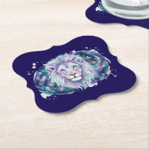 Celestial Watercolor Lion Galaxy Coaster