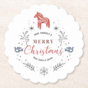 Dessous-de-verre En Papier Cercle de Noël typographie et animaux