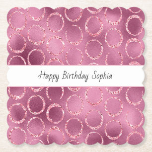 Dessous-de-verre En Papier Cercles Anniversaire Rose Pailleté