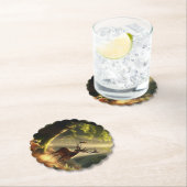 Dessous-de-verre En Papier Cerf dans la forêt matinale (En situation)