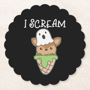 Dessous-de-verre En Papier Cerf Halloween Ghost I Scream Ice Cream Pun