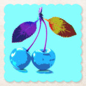 Dessous-de-verre En Papier Cerises bleues vives (Devant)