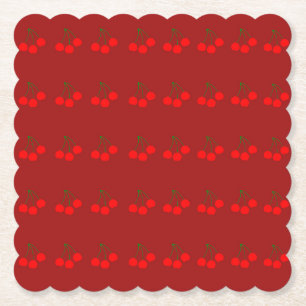 Dessous-de-verre En Papier Cerises sur Dessous de verre en papier marron (sér