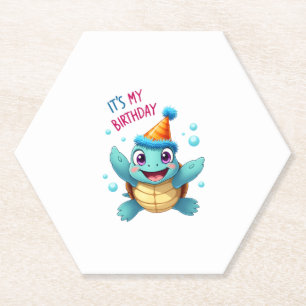 Dessous-de-verre En Papier C'est mon anniversaire Mignonne Tortue de mer Océa