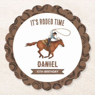 Dessous-de-verre En Papier C'est Rodeo Time Cowboy anniversaire